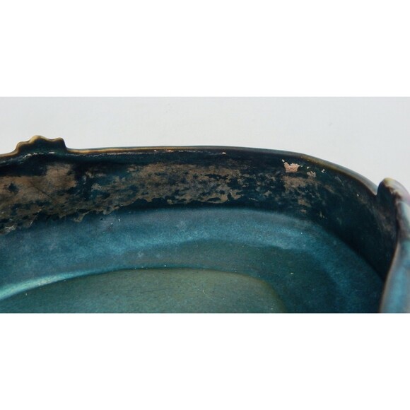 Roseville FREESIA Green 1945 Vintage Art Pottery Ceramic Console Bowl 466-10 - Picture 6 of 15